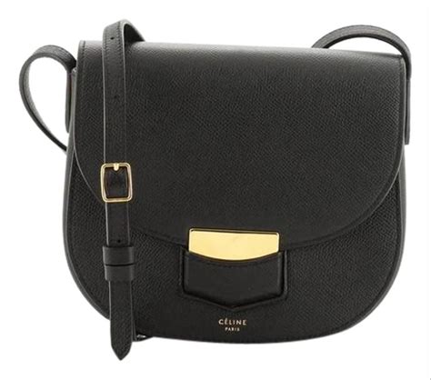 celine trotteur small|Celine Small Trotteur Crossbody Bag in Black Leather.